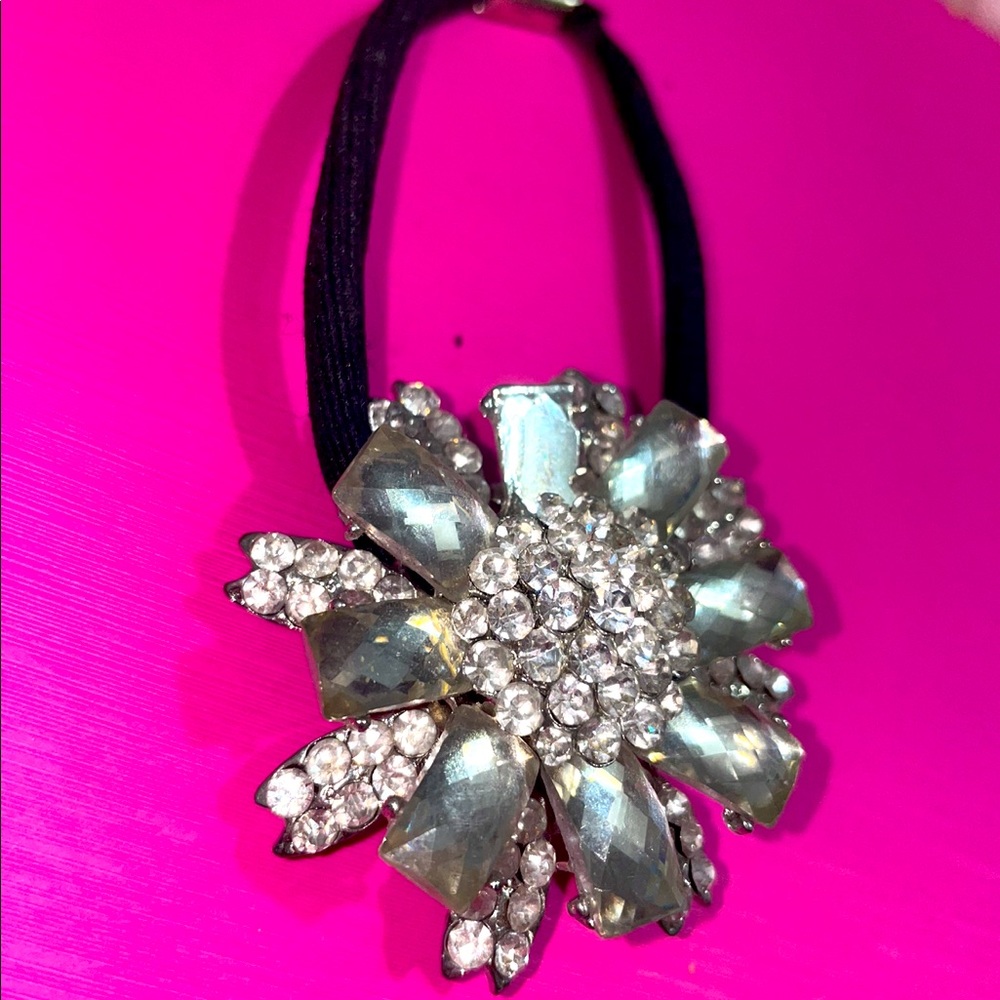 Flower silver Diamond flower hair tie